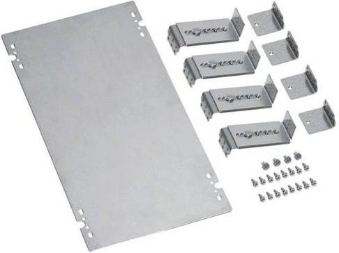 Hager Montageplatte UZ31M3 aus Stahl mit Absenkwinkel in Silber, B: 450 mm, H: 250 mm - Bild 1