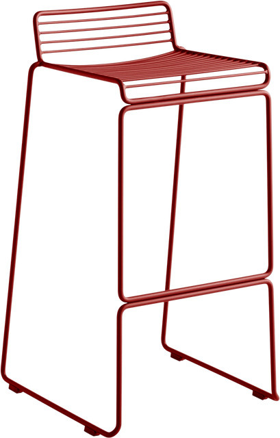 HAY Hee Bar Stool aus pulverbeschichtetem Metalldraht in Rot - Bild 1