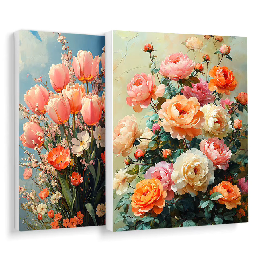 RUOPOTY Malen nach Zahlen Set Bunter Blumenstrauß Vintage mit Leinwand und Farbmodulern in Mehrfarbig - Bild 2