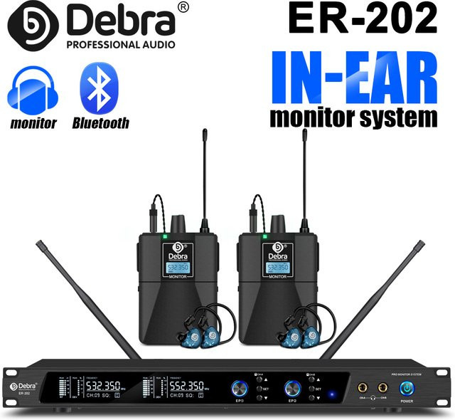 Debra ER-202 UHF Funk-In-Ear-Monitor-System mit mehreren Sendern in Schwarz - Bild 1