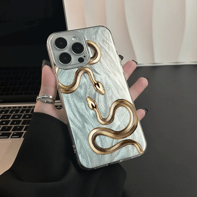 Goldene Schlangenmuster TPU-Handyhülle für Apple iPhone Modelle in Silber und Gold - Bild 1
