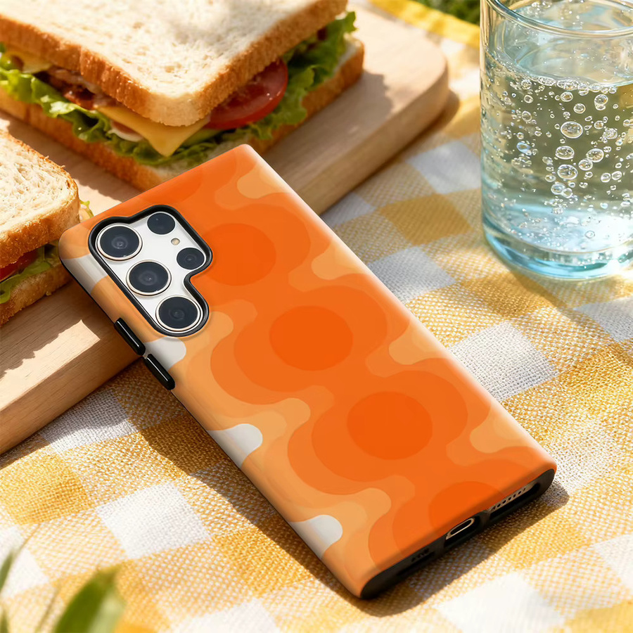 Potdemiel Handyhülle Orange Orbs für Samsung Galaxy S25 Ultra, S24 und S23 Ultra Plus mit glänzender doppellagiger Rückseite - Bild 3