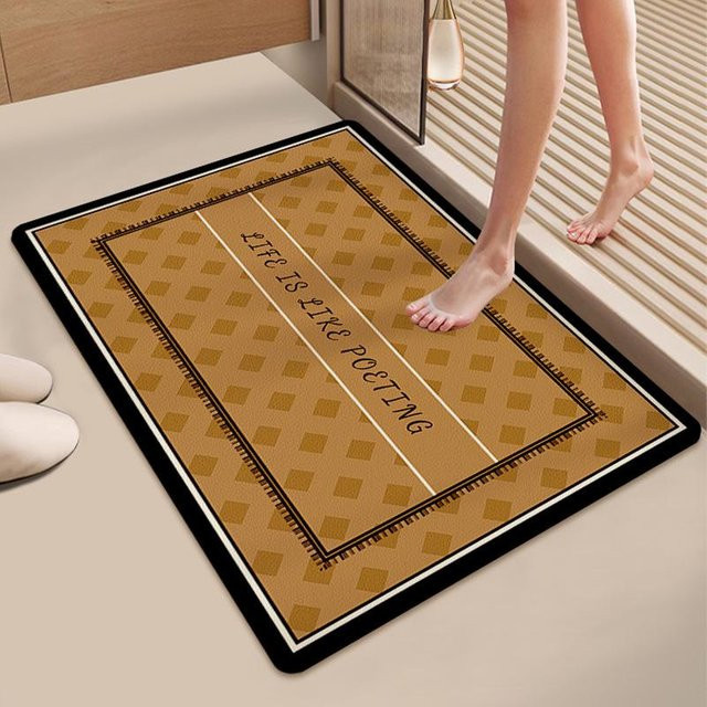 Saugfähige Badezimmer Bodenmatte aus Diatomeenerde von Yiran Furniture, rutschfeste Fußmatte in Braun, B/B: 40 x 60 cm - Bild 1