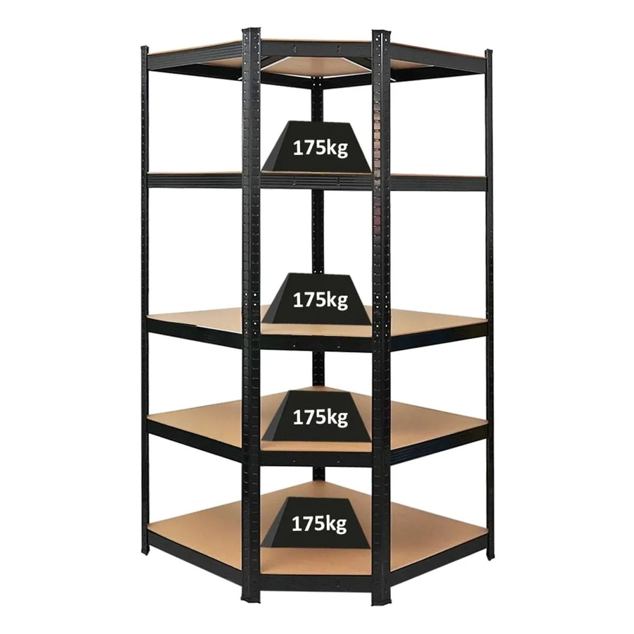 PROREGAL Eckregal Ragnar Schwarz, H x B x T: 180 x 90 x 60 cm, Schwerlastregal für Keller und Garage mit einer Gesamtlast von 875 kg - Bild 2