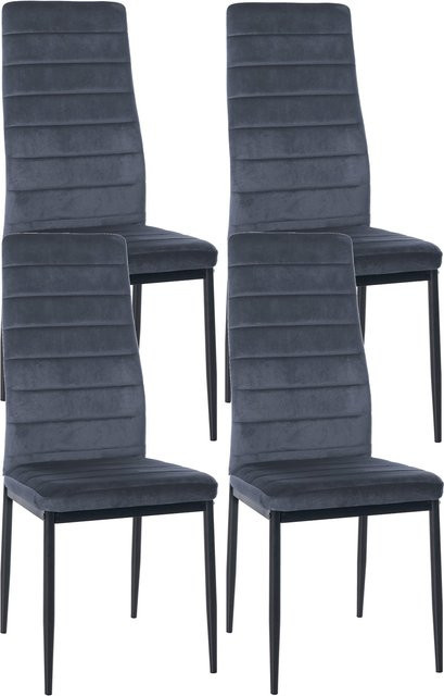 CLP 4er Set Esszimmerstühle Mayfair Polsterstühle mit Samt- oder Kunstlederbezug und Metallgestell - Bild 1