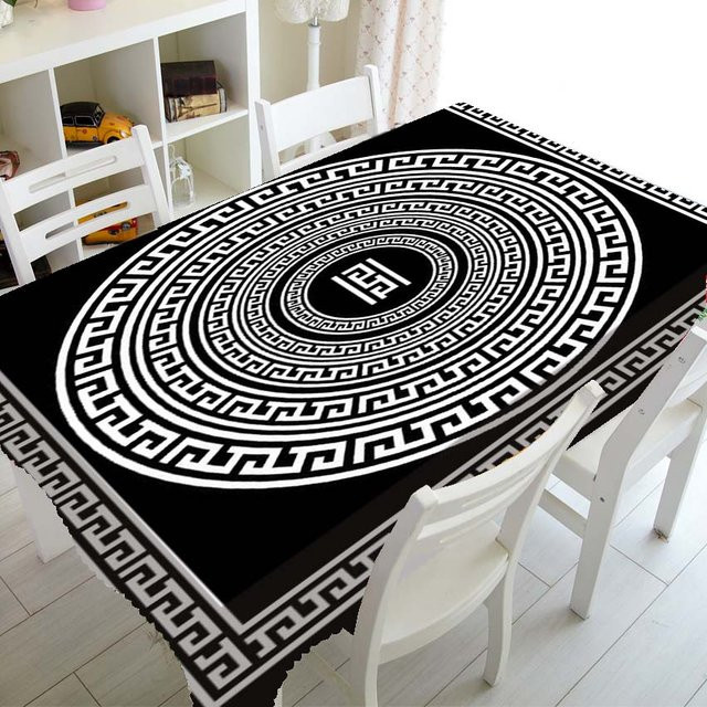 Wasserdichte Tischdecke von Super Six mit ovalem Muster in Schwarz und Weiß, rechteckig, 85 x 85 cm - Bild 1