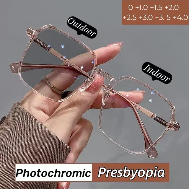 Photochrome Lesebrille Damen, Vollrand, Square, Farbwechsel-Sonnenbrille - Bild 1