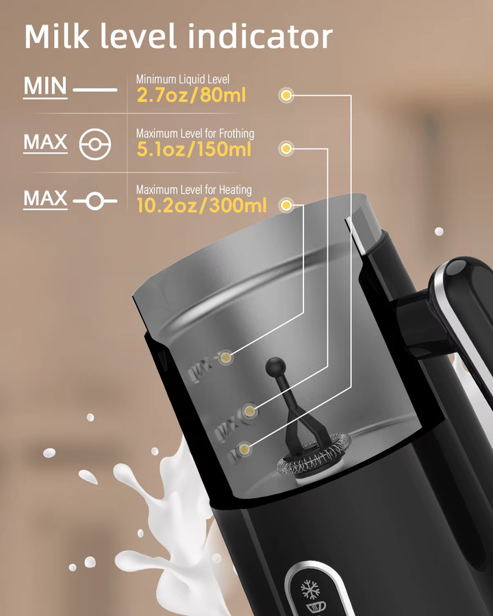 Biolomix 4 in 1 elektrischer Milchaufschäumer für Heiß- und Kaltmilch, ideal für Latte Macchiato und Cappuccino, in Weiß oder Schwarz - Bild 4