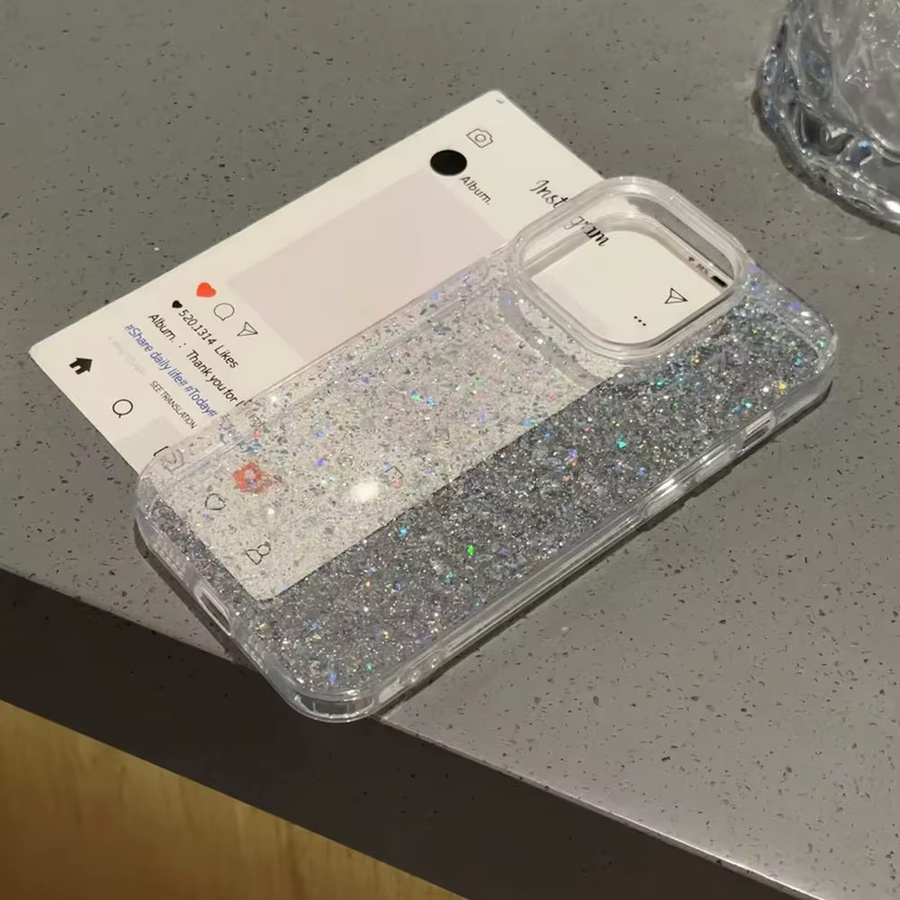 Meetsweet Glitzernde Handyhülle für iPhone 11 bis 17 Pro Max, Transparente Schutzhülle mit Bling-Effekt - Bild 3