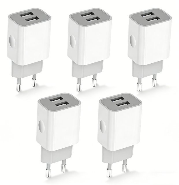 TAQKRED USB-Wandladegerät mit 2 USB-Anschlüssen, 5V 2A/10W, Weiß - Bild 1