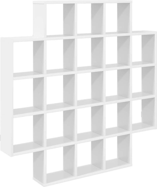 vidaXL Wandregal Weiß aus MDF, B/H: 100 x 100 cm, Tiefe: 13 cm - Bild 1