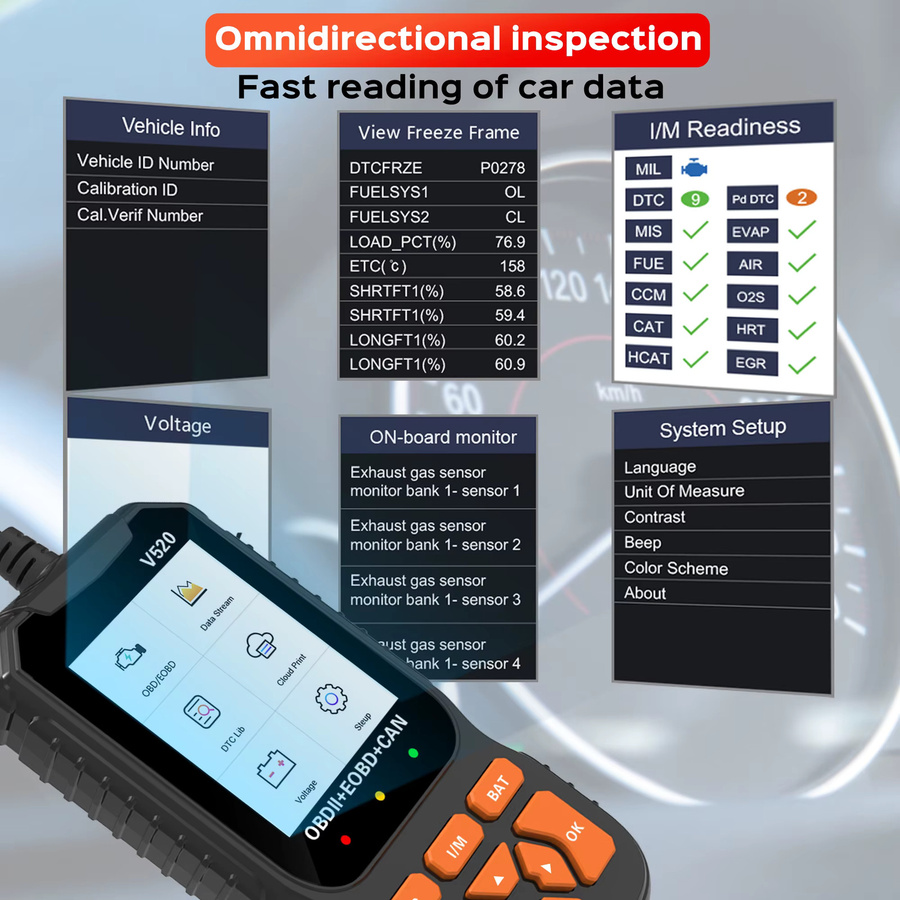 RUOGINSS OBD2-Scanner Diagnosetool in Schwarz zur Motorkontrollleuchten-Fehlerdiagnose und Reset-Funktion für alle Fahrzeuge - Bild 6