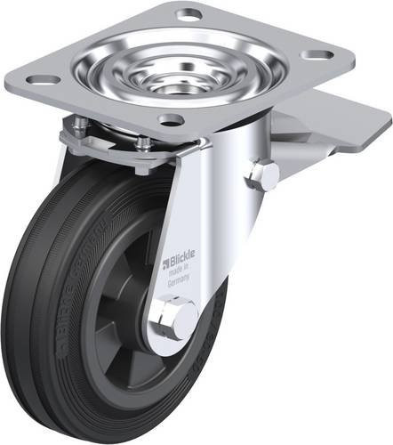 Blickle L-VPP 100R-ST Lenkrolle mit Feststeller in Schwarz und Silber, Rad-Durchmesser: 10 cm, Tragfähigkeit: 70 kg - Bild 1
