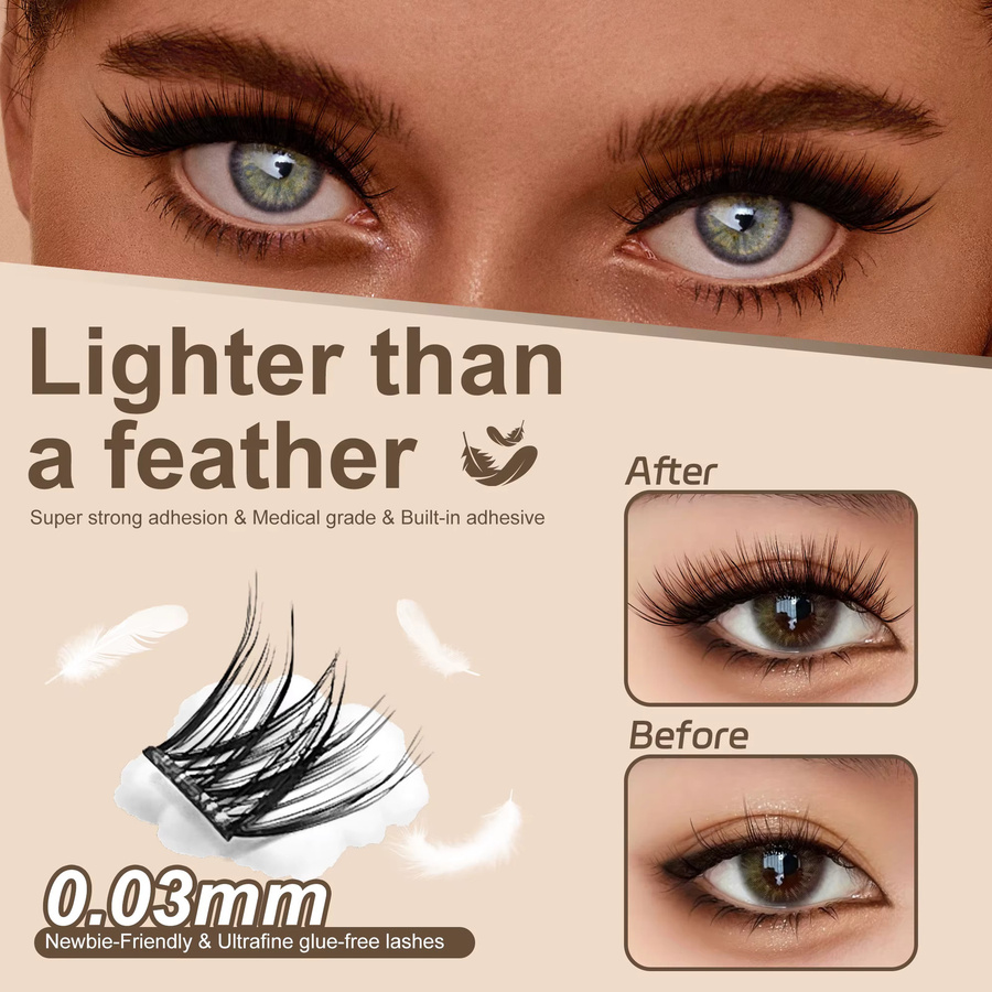 LAKANAKU Wimperncluster, 10-16mm, natürlich lockig, hypoallergen - Bild 2