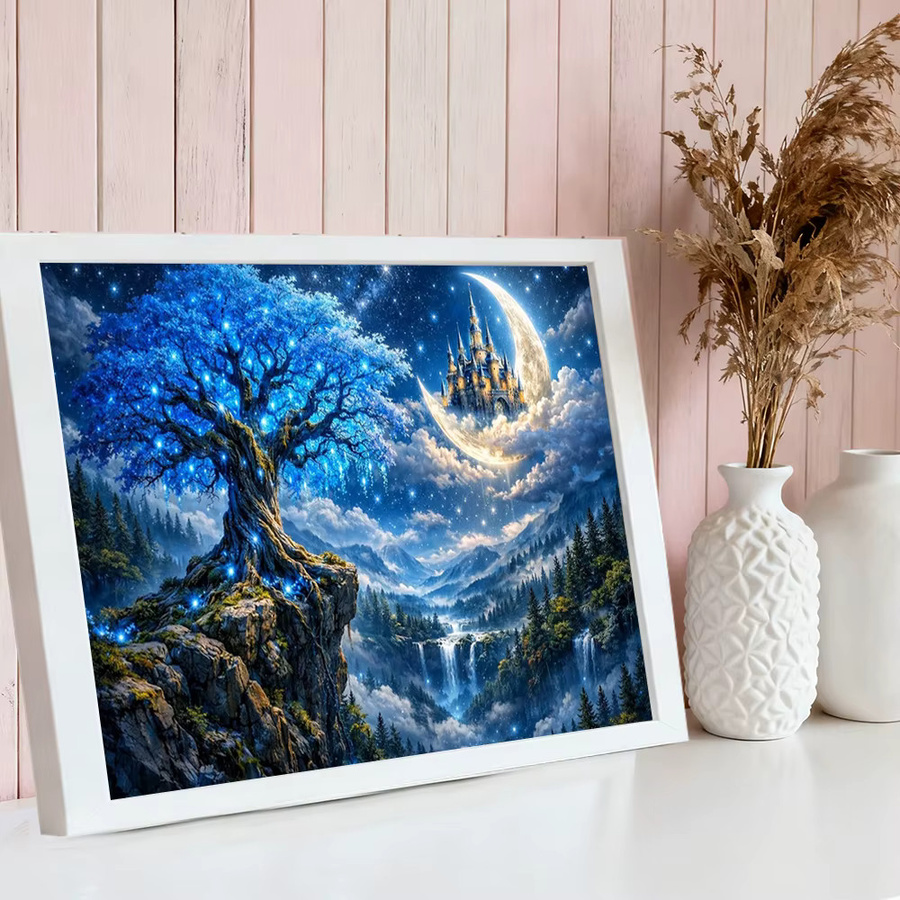 HUACAN 5D DIY Diamant-Mosaik Set Baum-Landschaft mit Wasserfall und Bergen, Multicolor, B/H: 30 x 20 cm - Bild 2