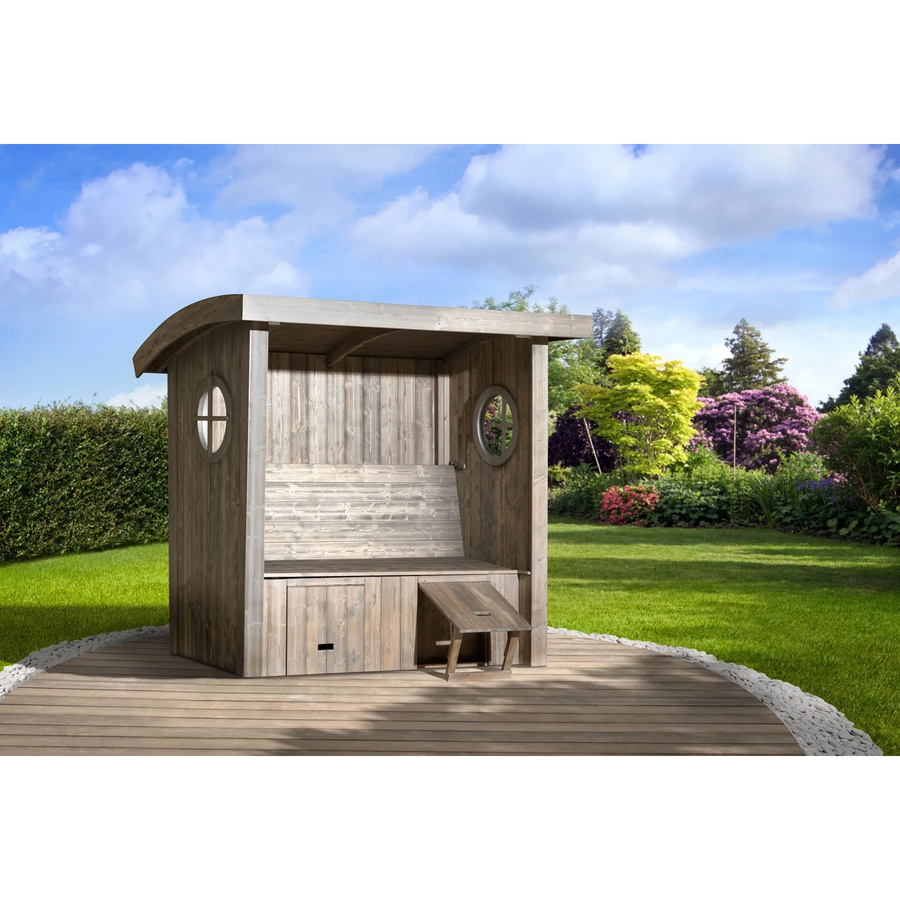 WEKA Gartenhaus Merano aus Massivholz in Silbergrau mit Runddach und Vordach, B/H/T: 198 x 181 x 93 cm - Bild 2