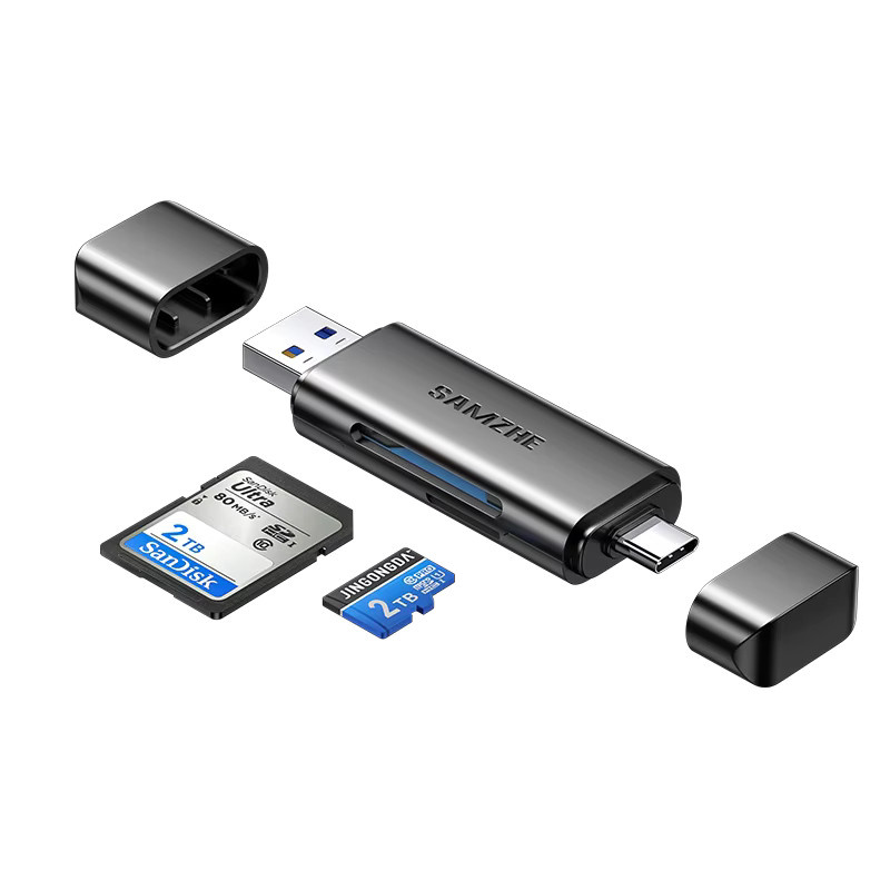 SAMZHE USB 3.0 und USB-C Kartenleser für SD, MicroSD und TF Karten in Schwarz, kompatibel mit Thunderbolt 3 für PC und Laptop - Bild 4