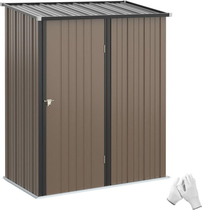 Outsunny Gerätehaus mit Pultdach aus verzinktem Stahl in Braun, B/T/H: 161,5 x 94,5 x 196 cm - Bild 2