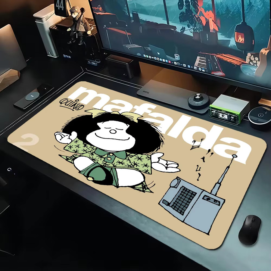 Großes XXL Mauspad mit Cartoon Mafalda Motiv in Multicolour, übergroße Gaming-Tastaturmatte und Notebook-Tischmatte - Bild 5