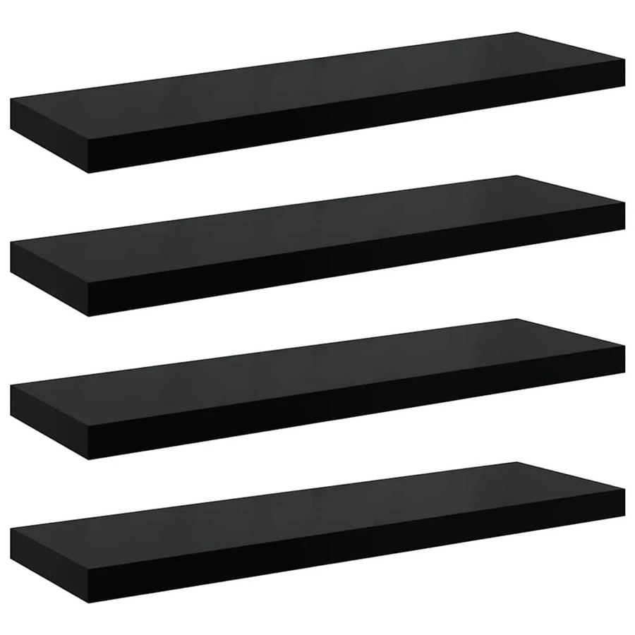 vidaXL Wandregale Schwebend 4er Set in Schwarz Hochglanz, B/T/H: 90 x 23,5 x 3,8 cm - Bild 2