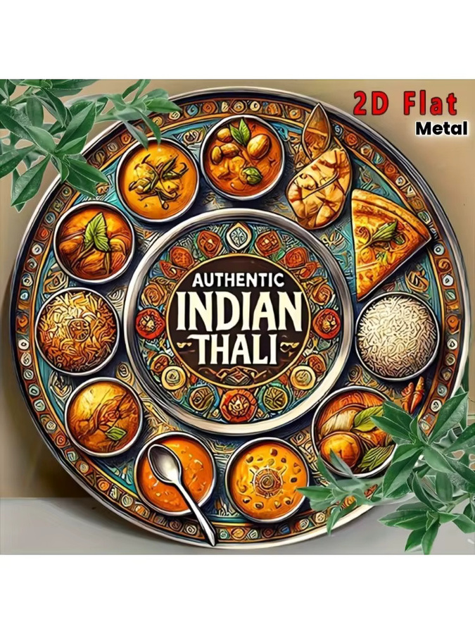 CIFBUY Vintage Indian Thali Wandkunstschild aus Aluminium, kreisförmiges Metallschild in Multicolour, Durchmesser: 20 cm - Bild 4