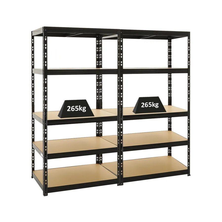 PROREGAL Tiger Schwerlastregal Set 2er Pack Schwarz mit 5 Ebenen, H x B x T: 180 x 90 x 60 cm - Bild 2