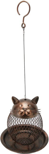 Vogelhäuschen in Katzenform von OutsideWorld aus Metall in White und Brown zur Aufhängung im Garten - Bild 1