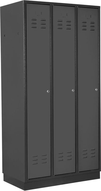 PROREGAL Garderobenschrank Ermine mit 3 Türen in Anthrazit, H x B x T: 177,5 x 89 x 50 cm - Bild 1