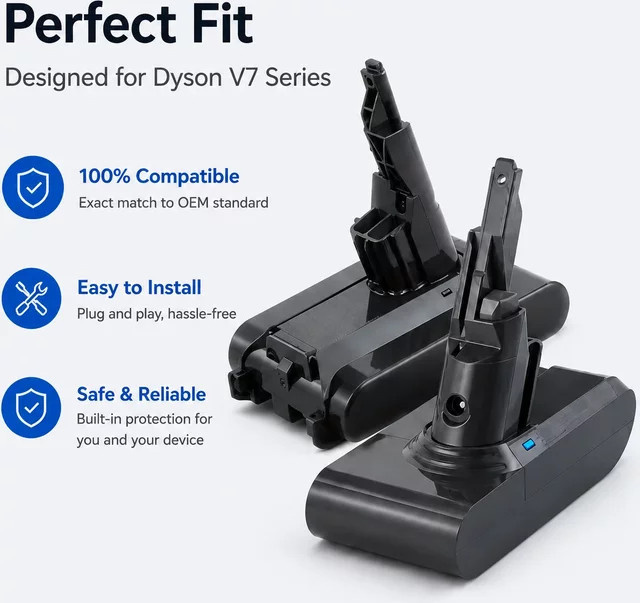 Xiaomi Ersatzakku für Staubsauger kompatibel mit Dreame V7 V8 V9 V10 V10Pro VVN3 VVN4 VVN5 XR, 12800mAh Lithium-Ionen-Akku in Schwarz - Bild 1
