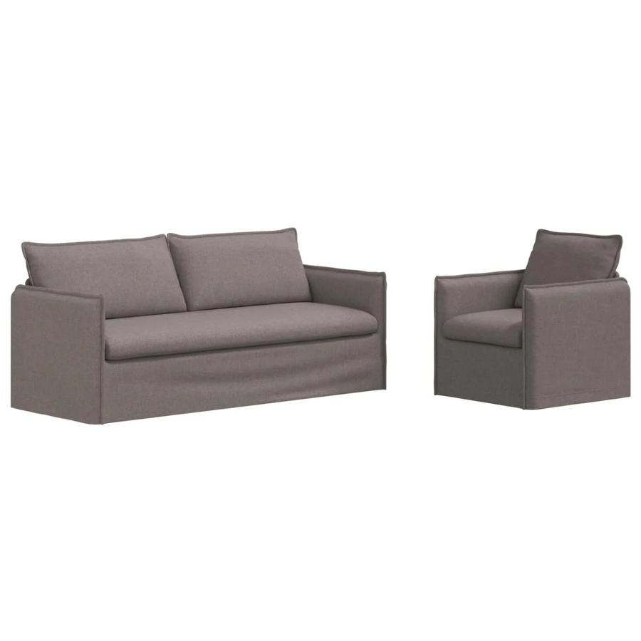vidaXL Sofa 2-teilig Taupe Modern mit Stoffbezug und Metallrahmen B/T/H: 196 x 82 x 85 cm und 75 x 82 x 85 cm - Bild 2