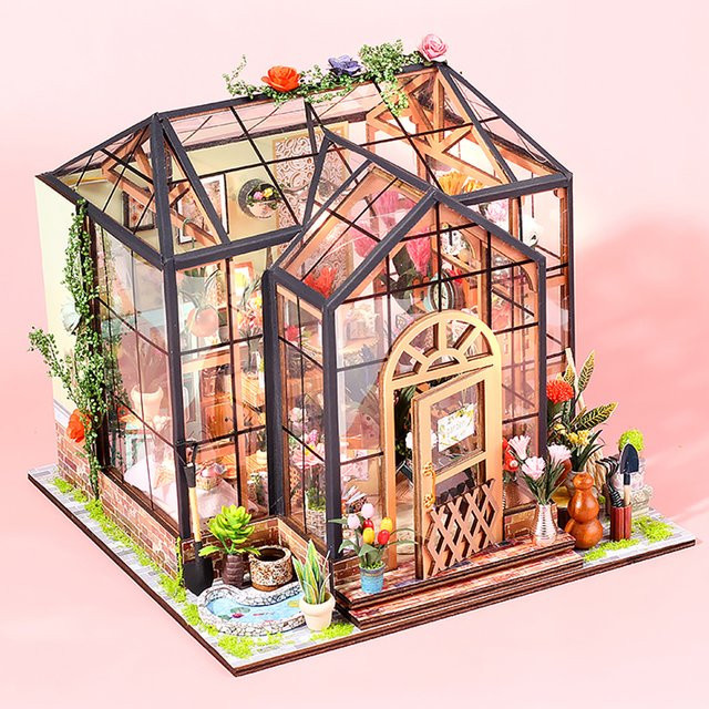 zuuton DIY Miniatur Puppenhaus Kit, 3D Garten Puzzle, mit LED Licht, Holz - Bild 1