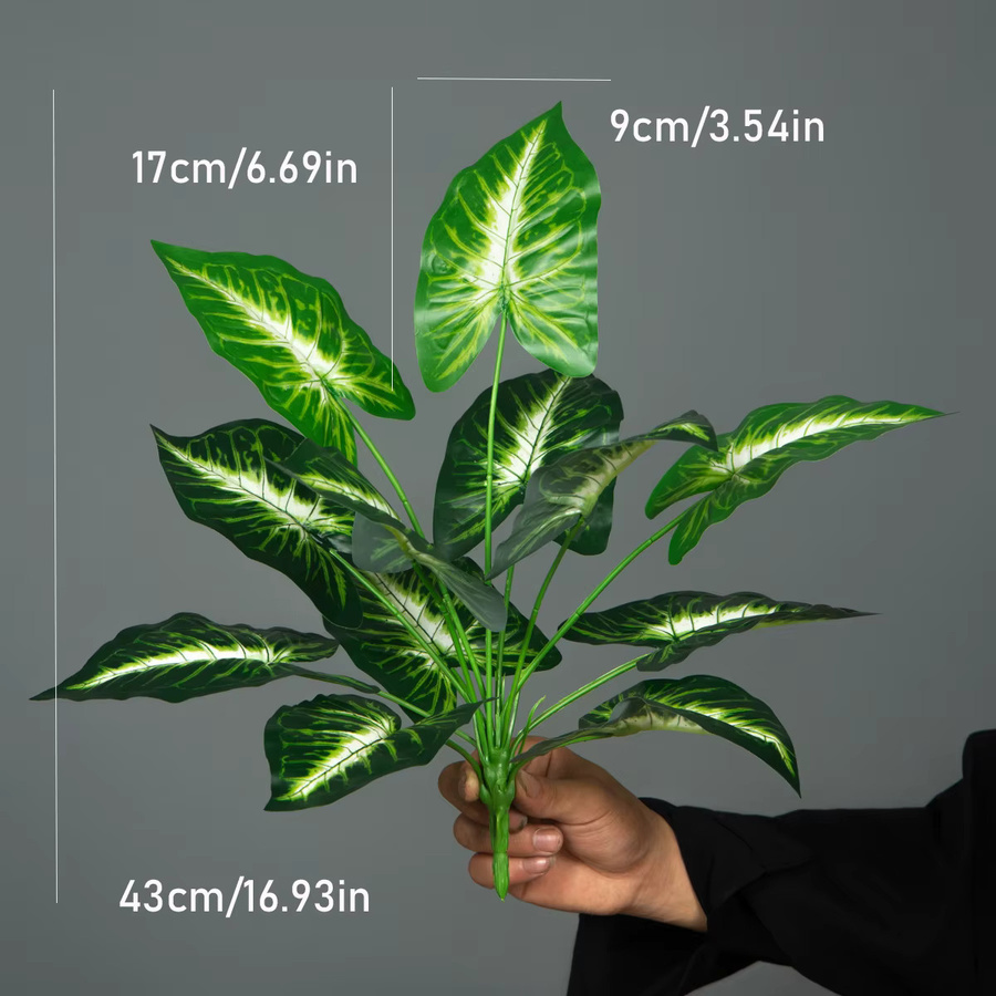 Künstliche Monstera-Palmblätter von Kmitang in Grün aus Kunststoff für die Tischdekoration - Bild 3