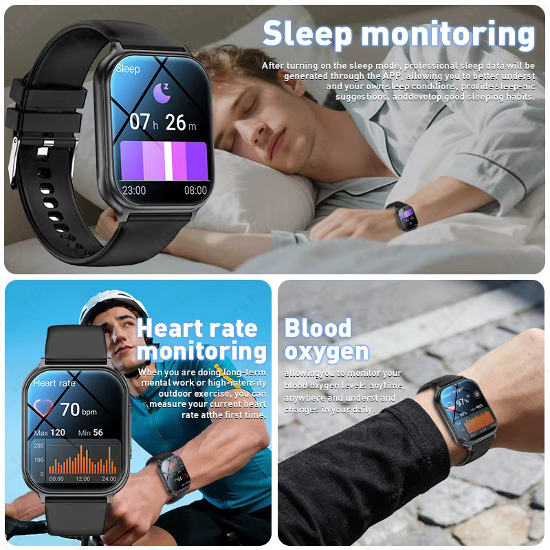 LIGE Smartwatch für Damen und Herren in Schwarz mit Bluetooth-Anruf, Herzfrequenzmesser und IP67 wasserdichtem Sport-Fitness-Tracker - Bild 4