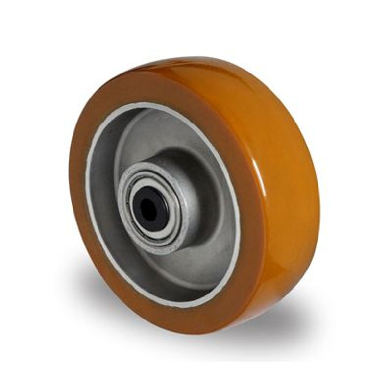 CASCOO Einbaurad AAU5 mit Aluminium-Felge und Polyurethan-Lauffläche, braun, Rad-ø 100 mm, Breite: 40 mm, Doppelkugellager - Bild 2