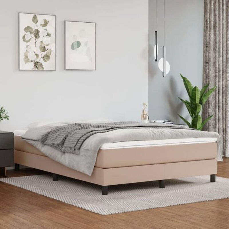 Vidaxl Boxspringbett Matratze mit Taschenfederkern in Braun und Weiß, B/T: 140 x 193 cm - Bild 1