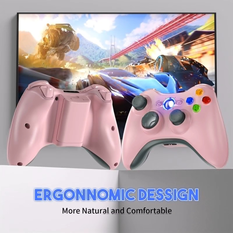 GAMROMBO Kabelloser Game-Controller mit Dual-Vibration für Xbox 360, Slim, Lite, PC, iOS und Android, Bluetooth Gamepad in Schwarz oder Pink - Bild 3