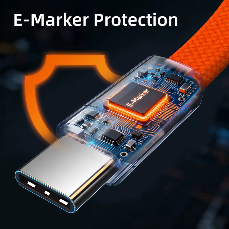 CABLETIME Magnetisches USB-C auf USB-C Flachkabel, 100 W Hochgeschwindigkeits-Transfer mit 480 Mbit/s, Orange - Bild 4