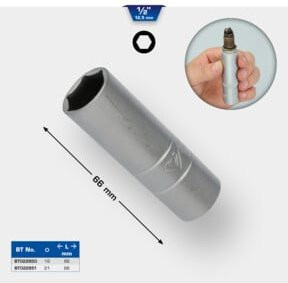 Brilliant Tools Zündkerzen-Stecknuss 1/2 Zoll in Silber aus Chrom-Vanadium mit 21 mm - Bild 2