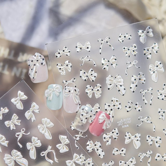 Rhstoe Nagelaufkleber Polka Dot mit Schleife, Glänzend, Kinder - Bild 1