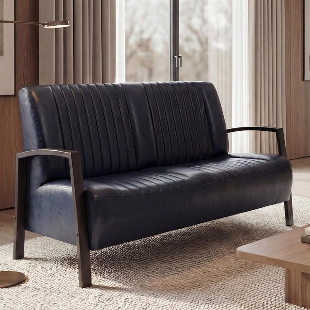 MCW 2er Sofa MCW-H10 Zweisitzer im Industrie-Design aus Kunstleder und Metall in Grau - Bild 1