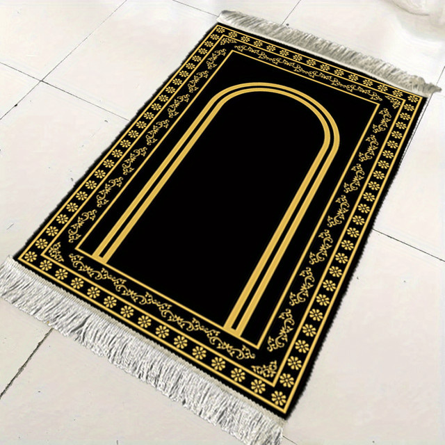 VIKAMA Gebetsteppich Klassisch in Schwarz-Gold für Ramadan und Pilgerreise - Bild 1