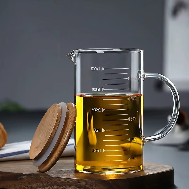 YWDL Glas-Messbecher mit Deckel und Griff, transparent, 250 ml - Bild 3