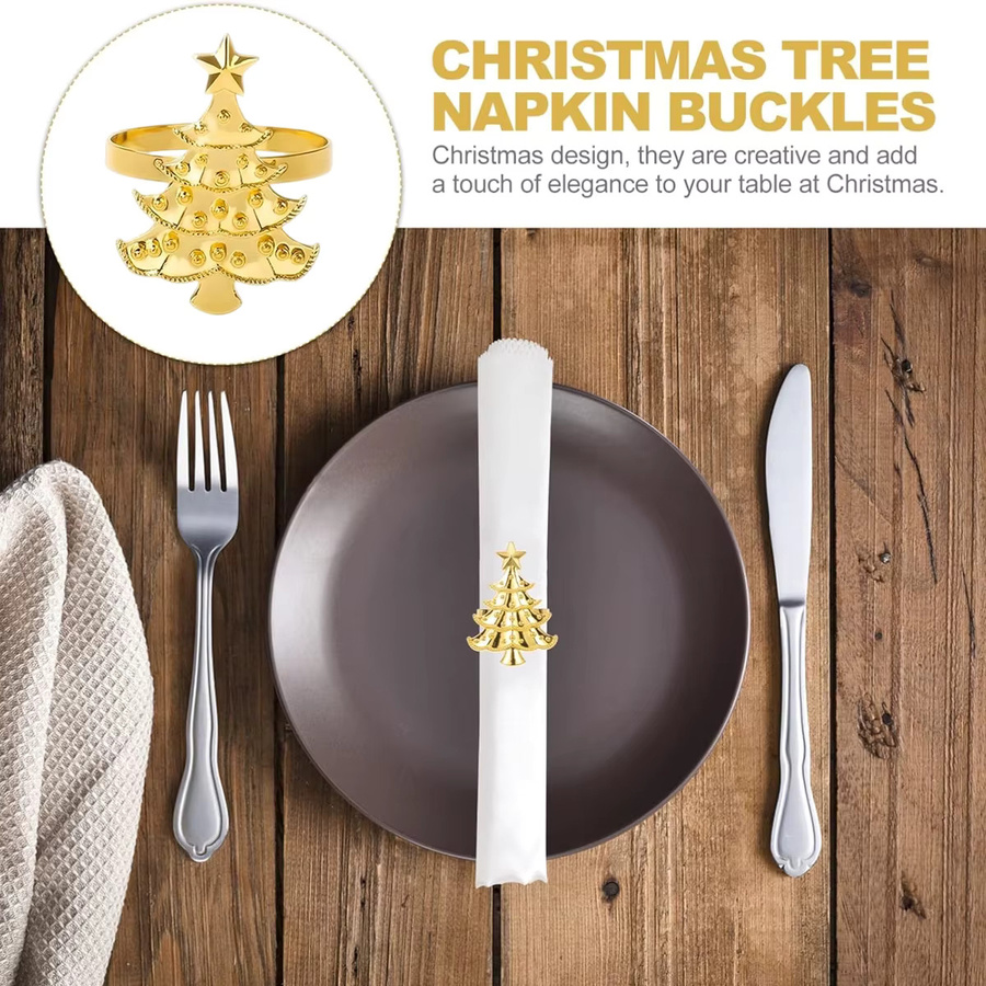 6-teiliges Leeseph Serviettenringe-Set aus Metall mit Hanfseil in Gold und Silber für Weihnachten, Winter und Hochzeiten - Bild 4