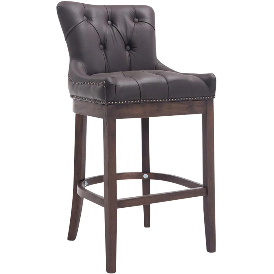 DELUKE Barhocker KAGAD aus Echtleder in Braun mit Lehne und Steppmuster, B/T/H: 55 x 57 x 109 cm - Bild 2