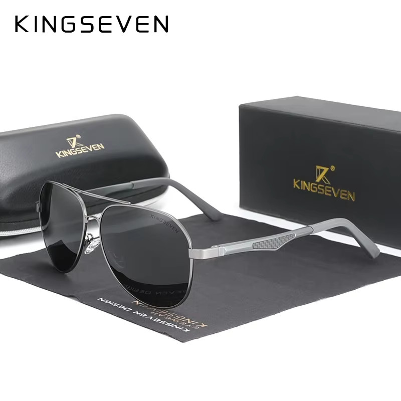 KINGSEVEN Sonnenbrille Aviator, Aluminium, Vollrand, polarisiert, Unisex - Bild 2