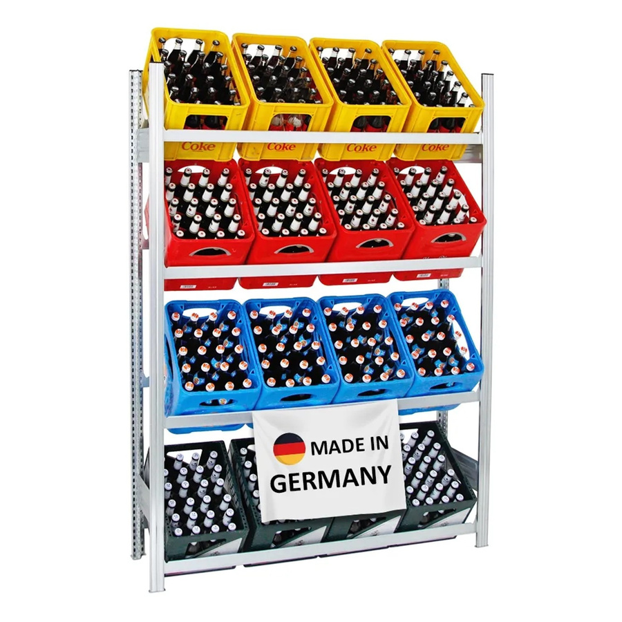 PROREGAL Getränkekistenregal Chiemsee verzinkt silber, H x B x T: 185 x 136 x 34 cm, 4 Ebenen für 16 Kisten - Bild 2