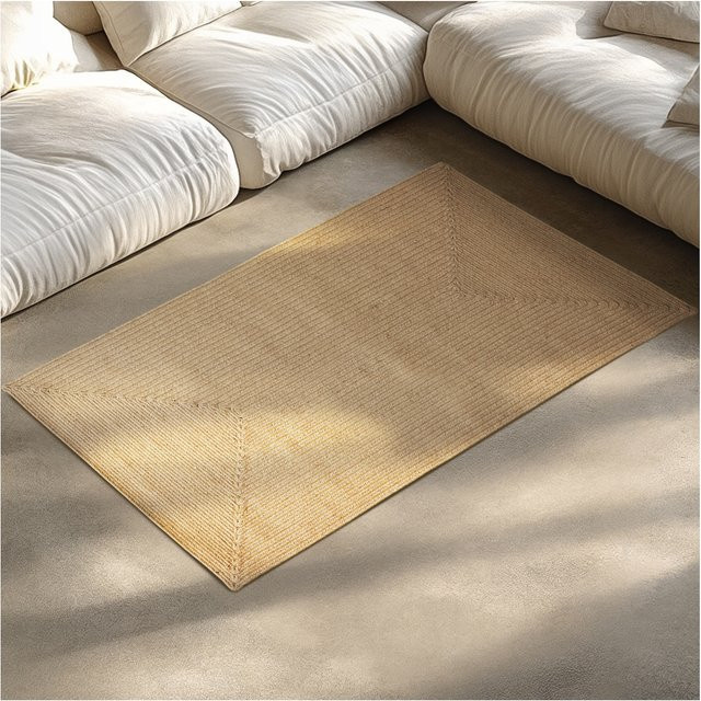 tectake Vibe Geflochtener Teppich im Boho-Look aus Jute und Kunstfasern, Braun/Beige, B: 150 cm, T: 80 cm, H: 1 cm - Bild 1