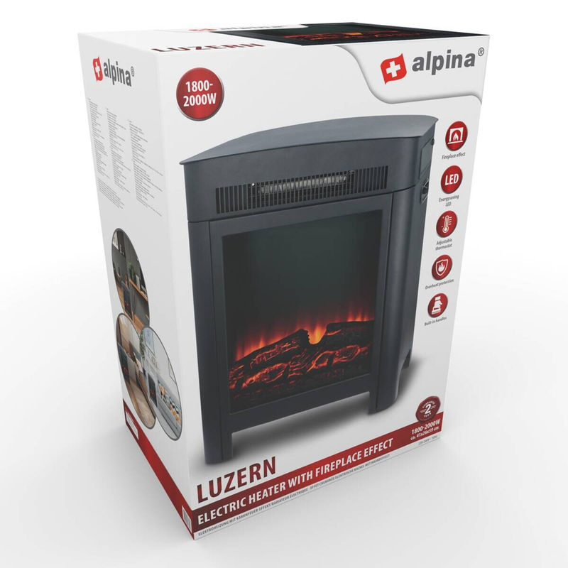 Alpina Elektrokamin aus Metall in Schwarz mit 1800 W, B/H/T: 59 x 41 x 26 cm - Bild 4