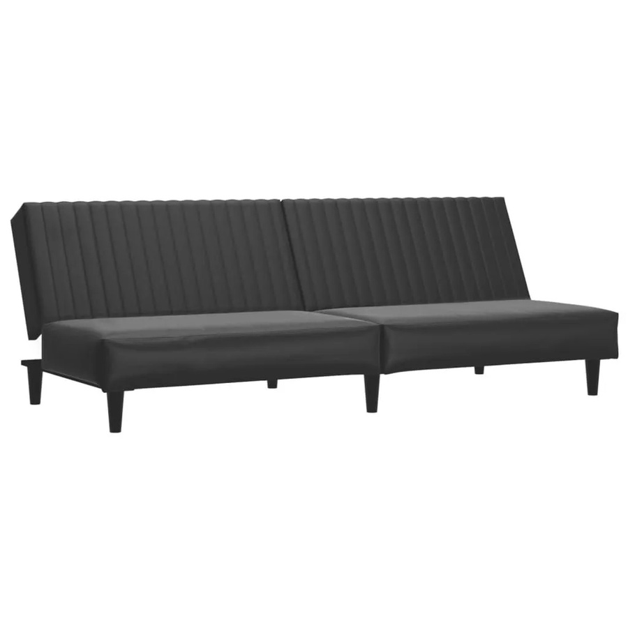 vidaXL Schlafsofa 2-Sitzer Click-Clack in Schwarz aus Kunstleder mit Holzrahmen und Schaumstofffüllung - Bild 2