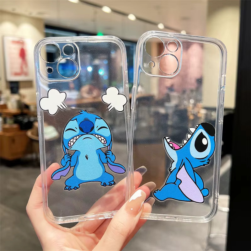 Transparente Handyhülle mit niedlichem Stitch-Cartoon Design für Apple iPhone 11 bis iPhone 17e Pro Max und XS Max - Bild 2